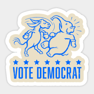 Vintage 1950's Vote Democrat Boxing Donkey (Blue) Sticker